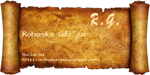 Rohoska Géza névjegykártya